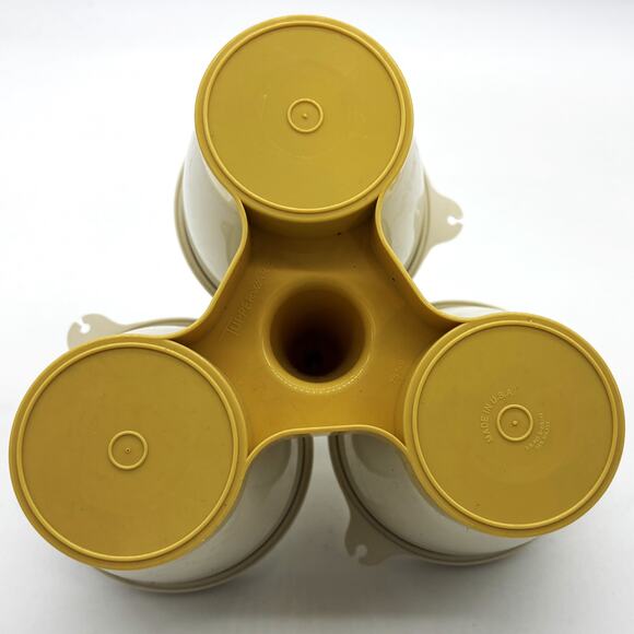 Vtg Tupperware Condiment Harvest Gold Caddy 757-9 Almond Creamer 1414-2 Spoon - Picture 6 of 10